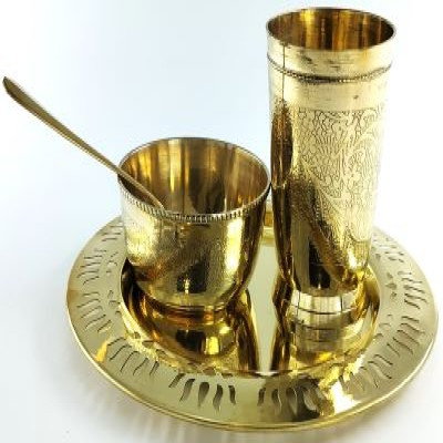 Brass Lotus Puja Thali Set