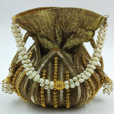 Lotus Gold Potli Bag